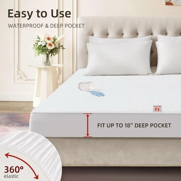 Premium White Waterproof + Heated Mattress Protector • Full Size • New - Picture 4 of 6